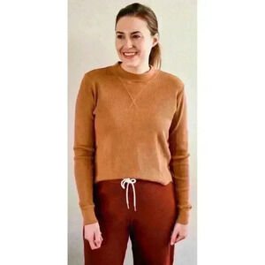 MATE the Label Organic Thermal Boxy Crop Long Sleeve in Gray Size XSMALL